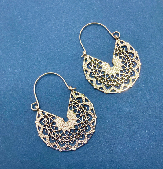 Gold Hoop Medallion Earrings