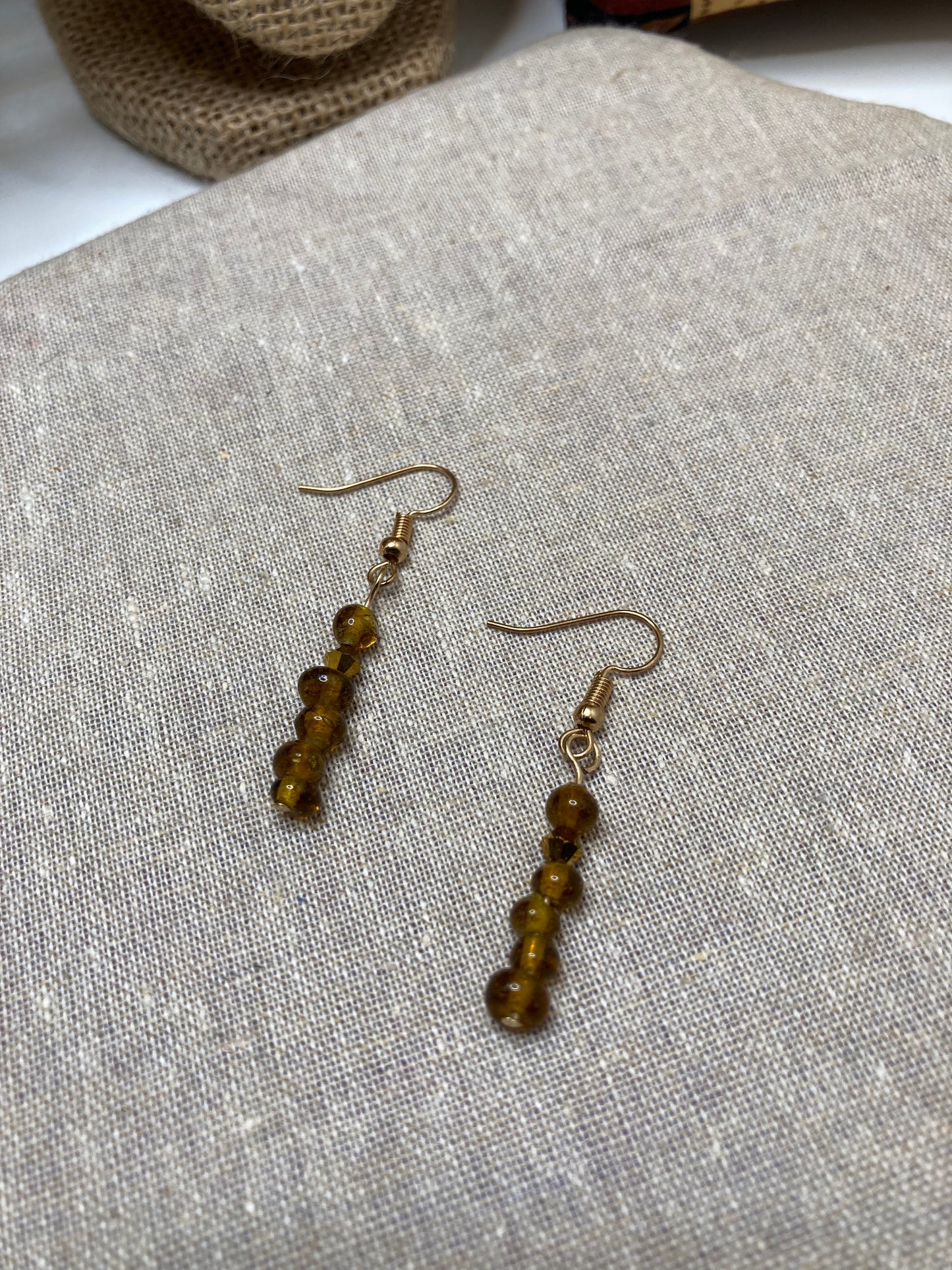 Caramel cluster dainty drop earrings