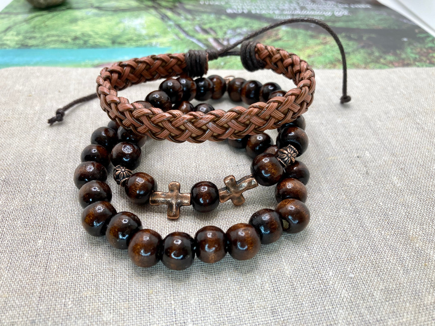 Bronze Woven Bracelet Trio