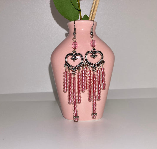 Heart Beaded Dangle earrings