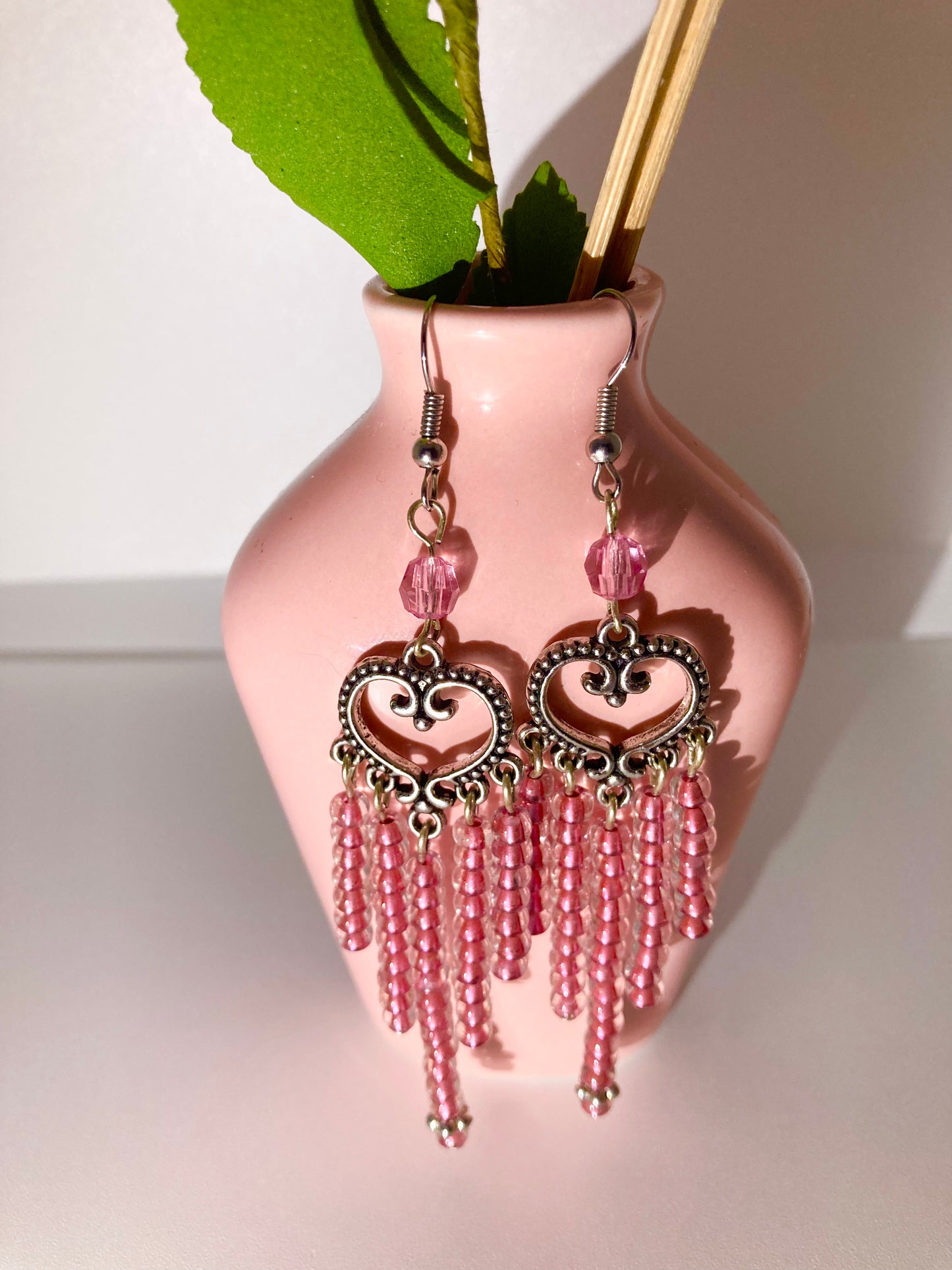 Heart Beaded Dangle earrings